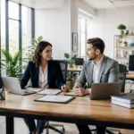 Collaboration au bureau moderne